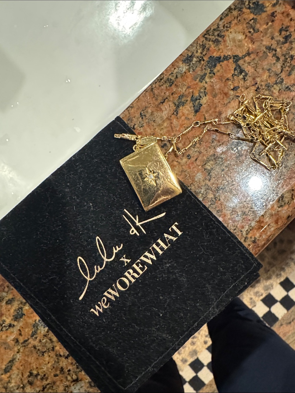 WeWoreWhat Gold Rectangular Star Locket Necklace
